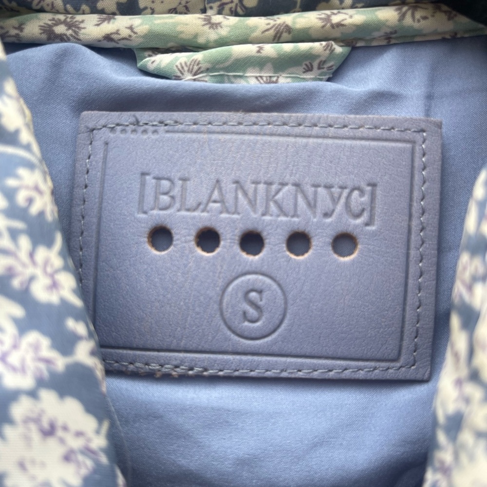 Blank NYC Blue and Cream Floral Puffer Jacket - Picture 3 of 4